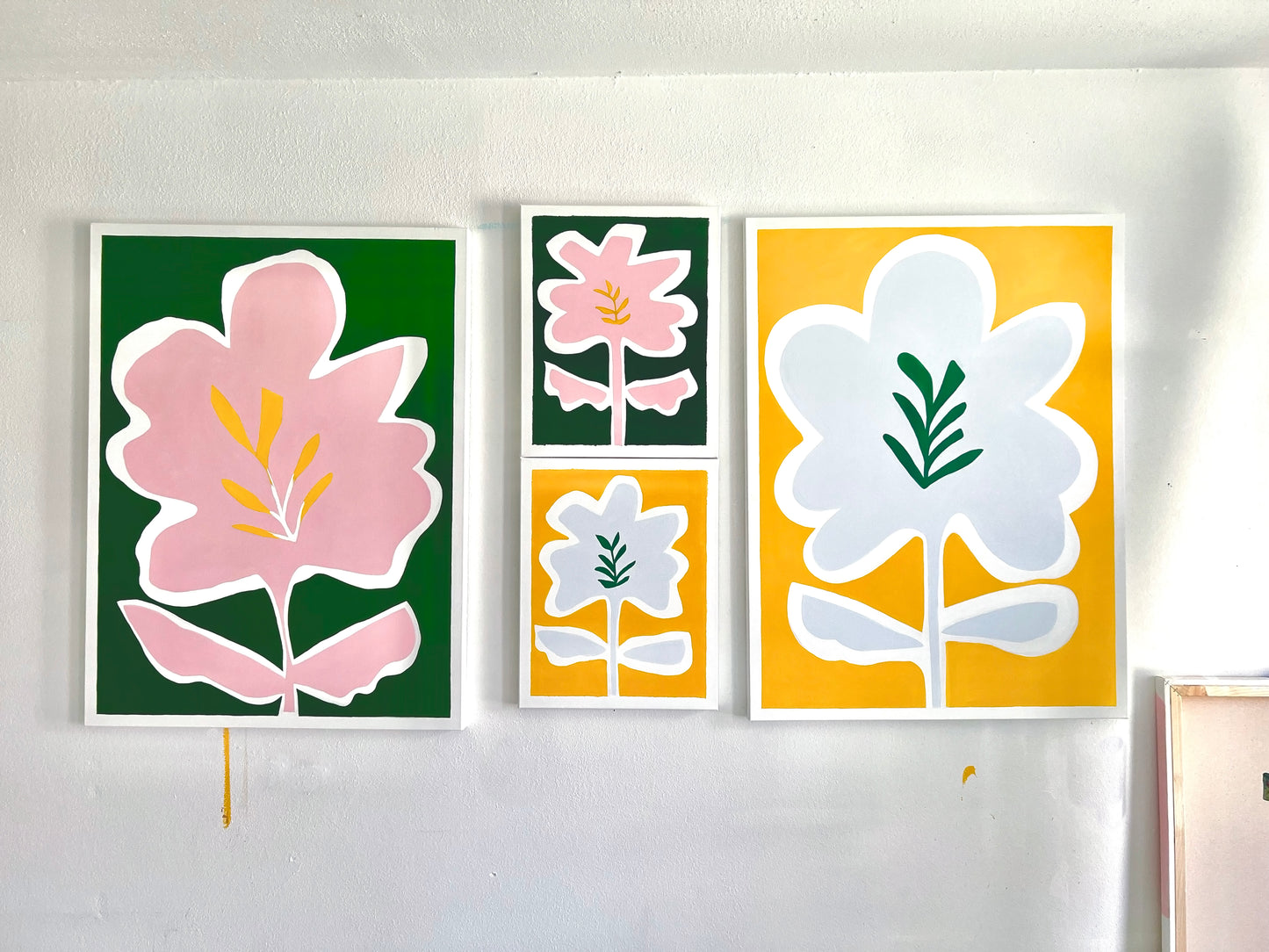 Wild Flower Green & Pink, Small