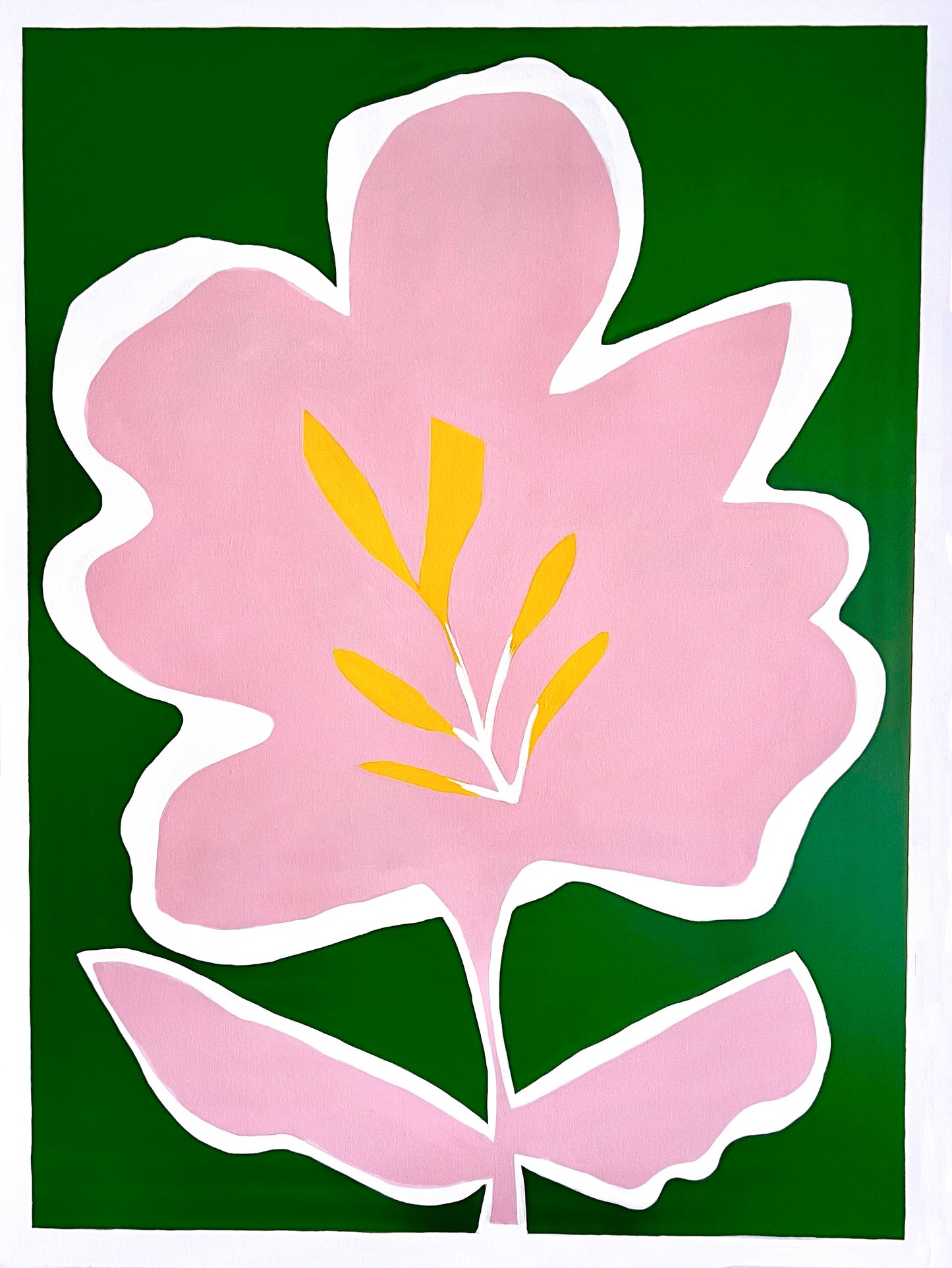 Wild Flower in Green & Pink, Large