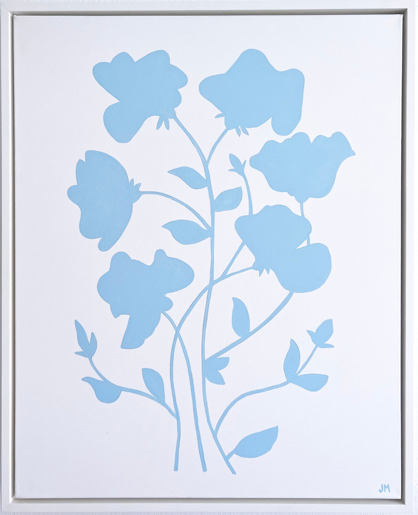 Floral Silhouette in Ocean Blue